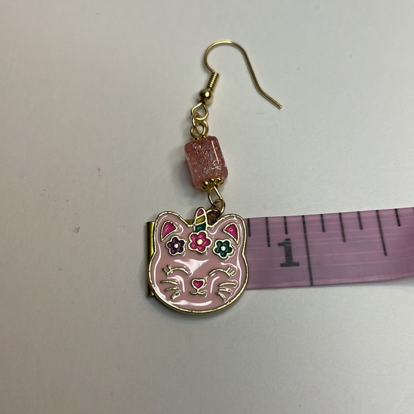 Pink Cat Unicorn Earrings - Picture 7 of 8
